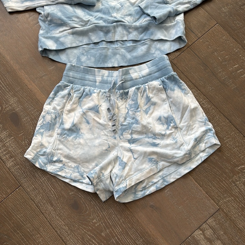 HOST PICK!! Blue Tie-Dye sweatshirt and shorts set. - Picture 3 of 6